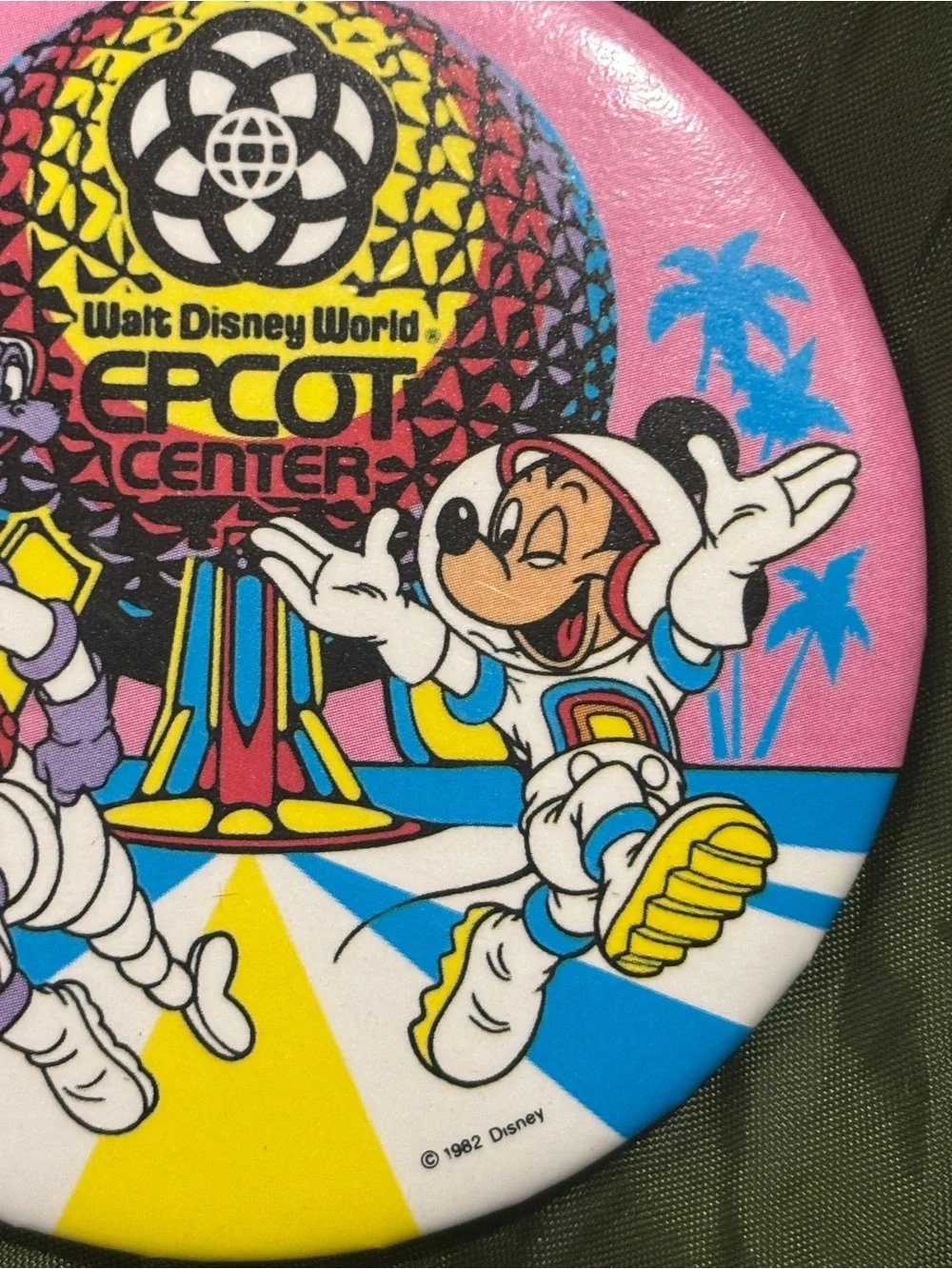 Walt Disney World EPCOT Center Vintage Button - Figment & Mickey